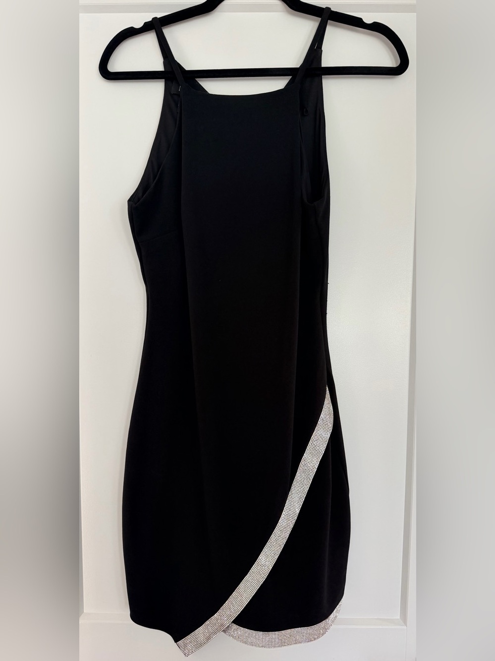 BCX Black Dress with Silver Rhinestone Trim